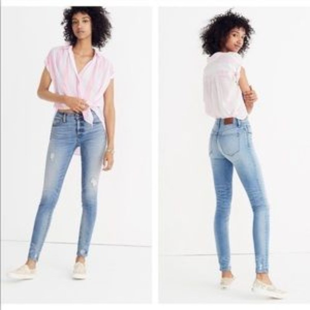Madewell 9" High-Rise Skinny Jeans Destructed Hem Size 25